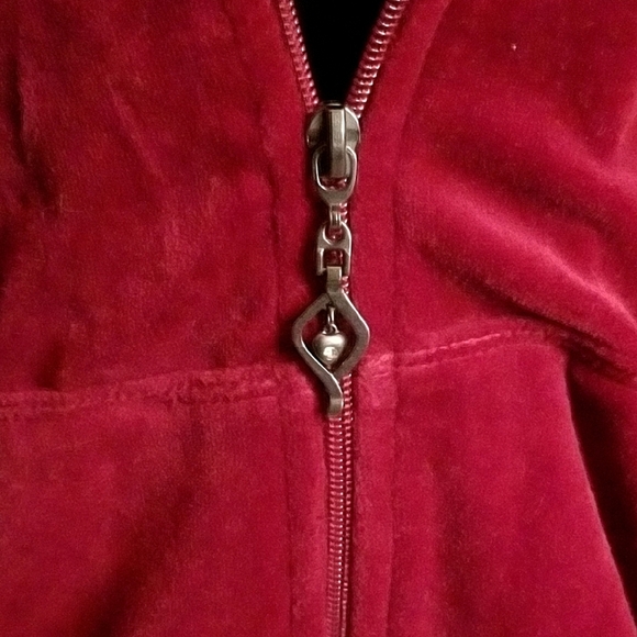 TanJay Red Plush Zip-Up Jacket with Wide Collar - Picture 4 of 5